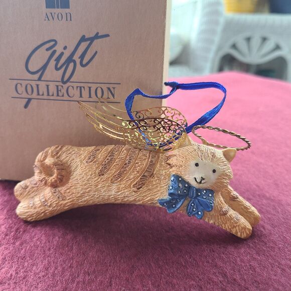 Avon Vintage 1997 Angel Pet Cat Christmas Ornament Cat In Heaven Rainbow Bridge - Picture 1 of 10